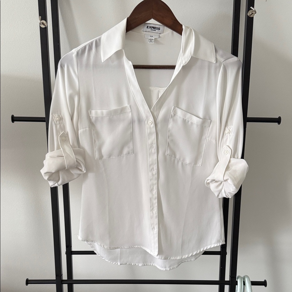 Express Women's Classic White Button-Down Shirt